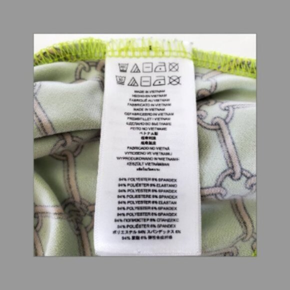 Michael Michael Kors Women's Medium Green Chain Print Scoop/Draped Neck Blouse - Picture 4 of 9